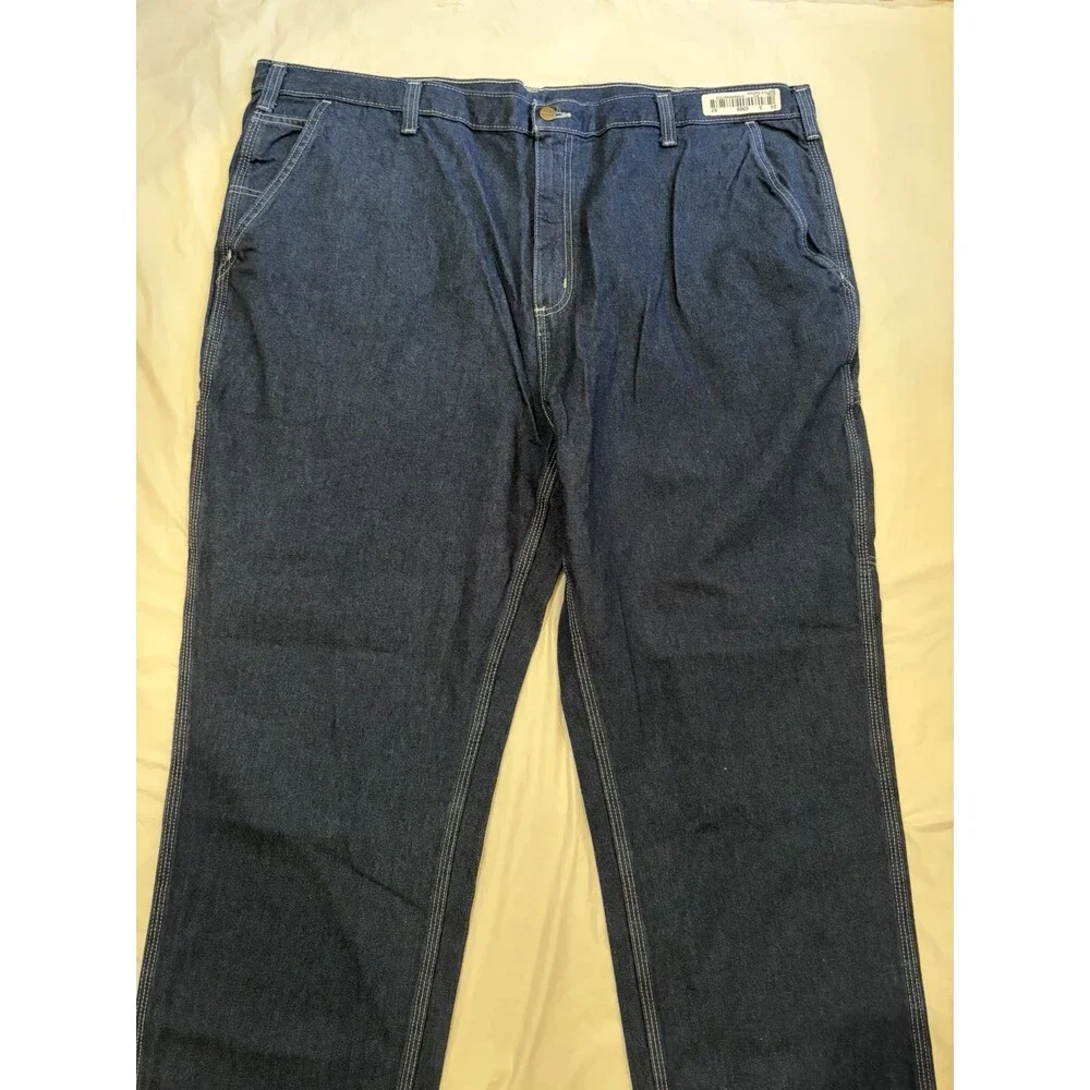 Carhartt Dungaree Fit Jeans Men's 46x32 Blue Dark Wash Work wear, Comfort